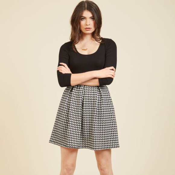 Modcloth Dresses & Skirts - Modcloth Bistro Tasting Twofer Black White Dress S